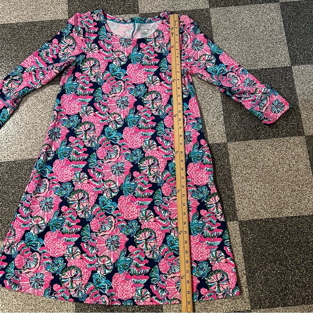 Lilly Pulitzer Solia UPF+50 Dress- Oyster Bay Navy Shroom With a View XS - Picture 3 of 12